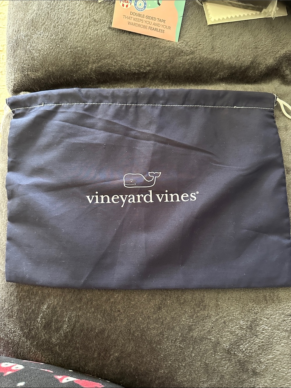 Vineyard Vines Navy Drawstring Logo dust Pouch
